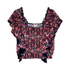 Anthropologie | LetMeBe | Smocked Crop Top | Multi Colored | Size Large